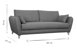 Canapé convertible scandinave 3 places en tissu beige avec matelas 10 cm CREEP
