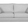 Canapé convertible scandinave 3 places en tissu gris clair et bois clair avec matelas 10 cm PAPEL