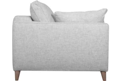 Canapé convertible scandinave 3 places en tissu gris clair et bois clair avec matelas 10 cm PAPEL