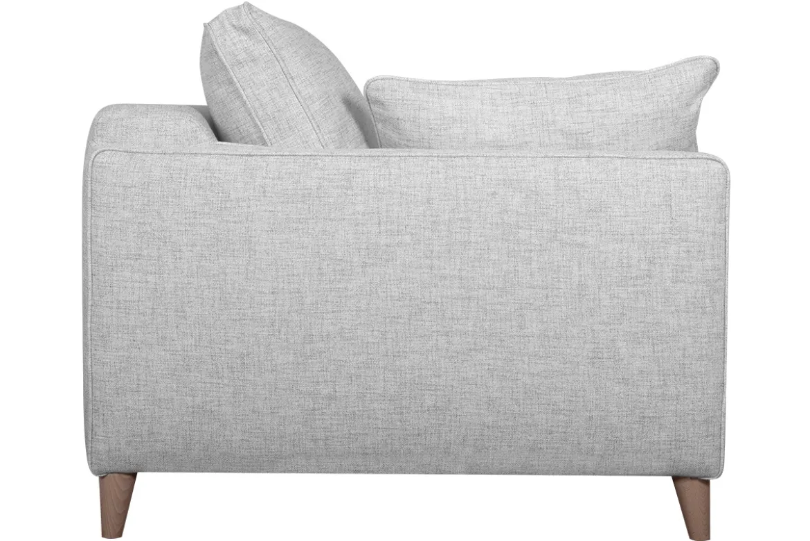 Canapé convertible scandinave 3 places en tissu gris clair et bois clair avec matelas 10 cm PAPEL
