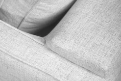 Canapé convertible scandinave 3 places en tissu gris clair et bois clair avec matelas 10 cm PAPEL
