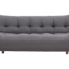 Canapé convertible scandinave 3 places en tissu gris foncé et bois clair YUMI