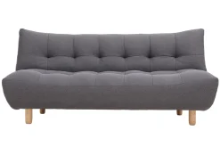 Canapé convertible scandinave 3 places en tissu gris foncé et bois clair YUMI