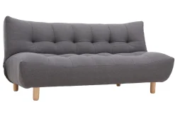 Canapé convertible scandinave 3 places en tissu gris foncé et bois clair YUMI