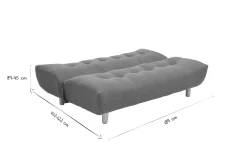 Canapé convertible scandinave 3 places en tissu gris foncé et bois clair YUMI