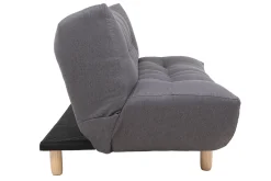 Canapé convertible scandinave 3 places en tissu gris foncé et bois clair YUMI