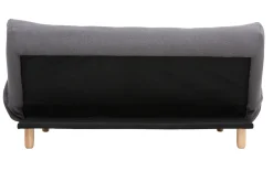 Canapé convertible scandinave 3 places en tissu gris foncé et bois clair YUMI