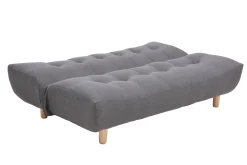 Canapé convertible scandinave 3 places en tissu gris foncé et bois clair YUMI