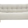 Canapé convertible scandinave 3 places en tissu beige et bois clair YUMI
