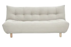 Canapé convertible scandinave 3 places en tissu beige et bois clair YUMI