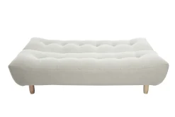 Canapé convertible scandinave 3 places en tissu beige et bois clair YUMI