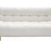 Canapé convertible scandinave 3 places en tissu effet laine bouclée blanc et bois clair YUMI