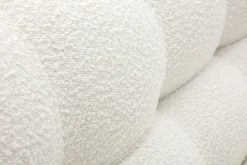 Canapé convertible scandinave 3 places en tissu effet laine bouclée blanc et bois clair YUMI