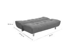 Canapé convertible scandinave 3 places en tissu effet laine bouclée blanc et bois clair YUMI