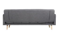 Canapé convertible scandinave 3 places en tissu gris foncé et bois clair ULLA
