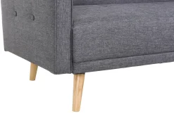 Canapé convertible scandinave 3 places en tissu gris foncé et bois clair ULLA