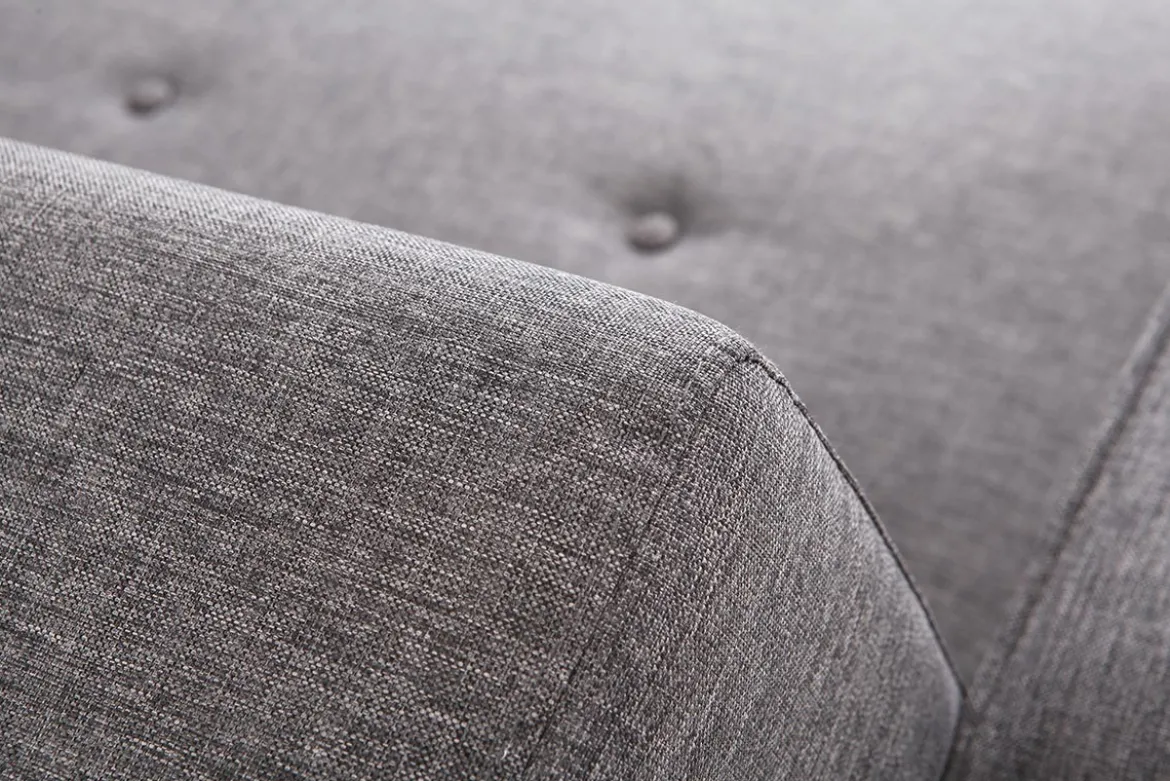 Canapé convertible scandinave 3 places en tissu gris foncé et bois clair ULLA