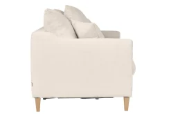 Canapé convertible scandinave 3 places en tissu effet velours beige et bois clair LOUISE