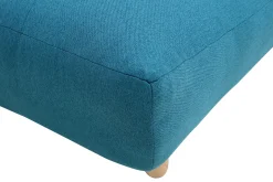 Canapé convertible scandinave 3 places en tissu bleu canard et bois clair YUMI
