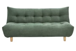 Canapé convertible scandinave 3 places en tissu chenille vert kaki et bois clair YUMI