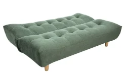 Canapé convertible scandinave 3 places en tissu chenille vert kaki et bois clair YUMI