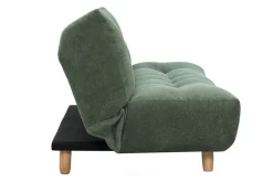 Canapé convertible scandinave 3 places en tissu chenille vert kaki et bois clair YUMI