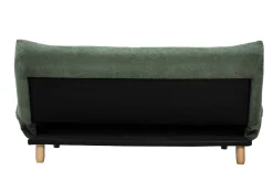 Canapé convertible scandinave 3 places en tissu chenille vert kaki et bois clair YUMI