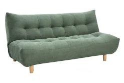 Canapé convertible scandinave 3 places en tissu chenille vert kaki et bois clair YUMI
