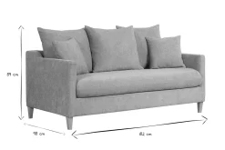 Canapé convertible scandinave 3 places en tissu effet velours taupe et bois clair LOUISE