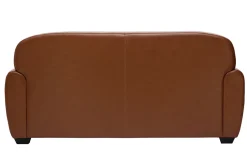 Canapé convertible vintage 3 places cuir marron et bois noir avec matelas 9 cm CLUB