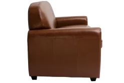 Canapé convertible vintage 3 places cuir marron et bois noir avec matelas 9 cm CLUB