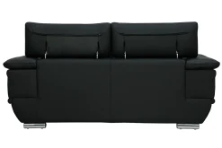 Canapé cuir noir et acier chromé avec têtières ajustables 2 places EWING