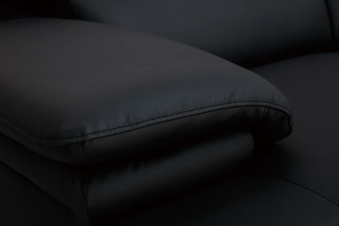 Canapé cuir noir et acier chromé avec têtières ajustables 2 places EWING
