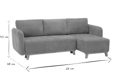 Canapé d'angle convertible et réversible 3-4 places en tissu effet velours terre brûlée et bois clair ROMANE