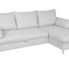 Canapé d'angle convertible réversible avec coffre 3-4 places en tissu gris clair et bois clair DRISS