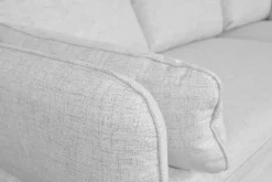 Canapé d'angle convertible réversible avec coffre 3-4 places en tissu gris clair et bois clair DRISS