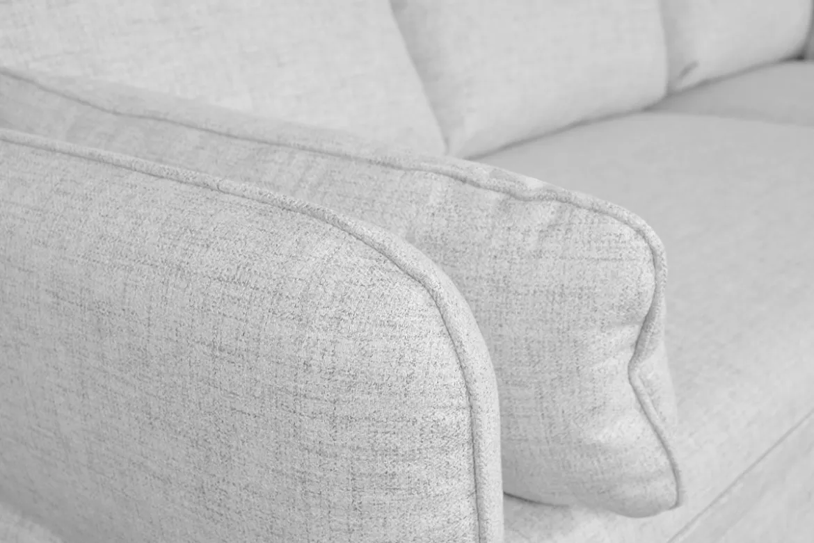 Canapé d'angle convertible réversible avec coffre 3-4 places en tissu gris clair et bois clair DRISS