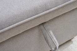 Canapé d'angle convertible réversible avec coffre 3 places en tissu chenille gris et bois clair ORSO
