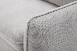 Canapé d'angle convertible réversible avec coffre 3 places en tissu chenille gris et bois clair ORSO
