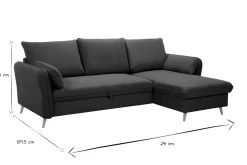 Canapé d'angle convertible réversible avec coffre 3-4 places en tissu vert kaki et bois clair DRISS