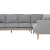 Canapé d'angle déhoussable scandinave 5-6 places en tissu gris clair et bois clair OSLO