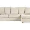 Canapé d'angle droit convertible 4 places en tissu velours côtelé beige avec matelas 13 cm BACIO