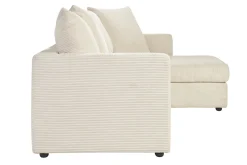 Canapé d'angle droit convertible 4 places en tissu velours côtelé beige avec matelas 13 cm BACIO