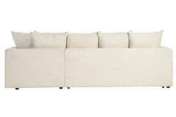 Canapé d'angle droit convertible 4 places en tissu velours côtelé beige avec matelas 13 cm BACIO