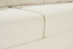 Canapé d'angle droit convertible 4 places en tissu velours côtelé beige avec matelas 13 cm BACIO