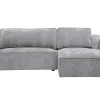 Canapé d'angle droit design en tissu effet velours texturé gris 3 places GRAMMY