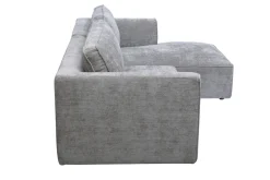 Canapé d'angle droit design en tissu effet velours texturé gris 3 places GRAMMY