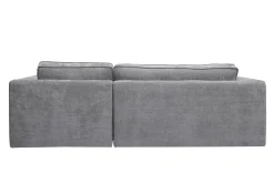 Canapé d'angle droit design en tissu effet velours texturé gris 3 places GRAMMY
