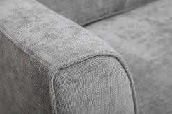 Canapé d'angle droit design en tissu effet velours texturé gris 3 places GRAMMY