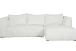 Canapé d'angle droit design en tissu velours côtelé écru 3-4 places PANAM